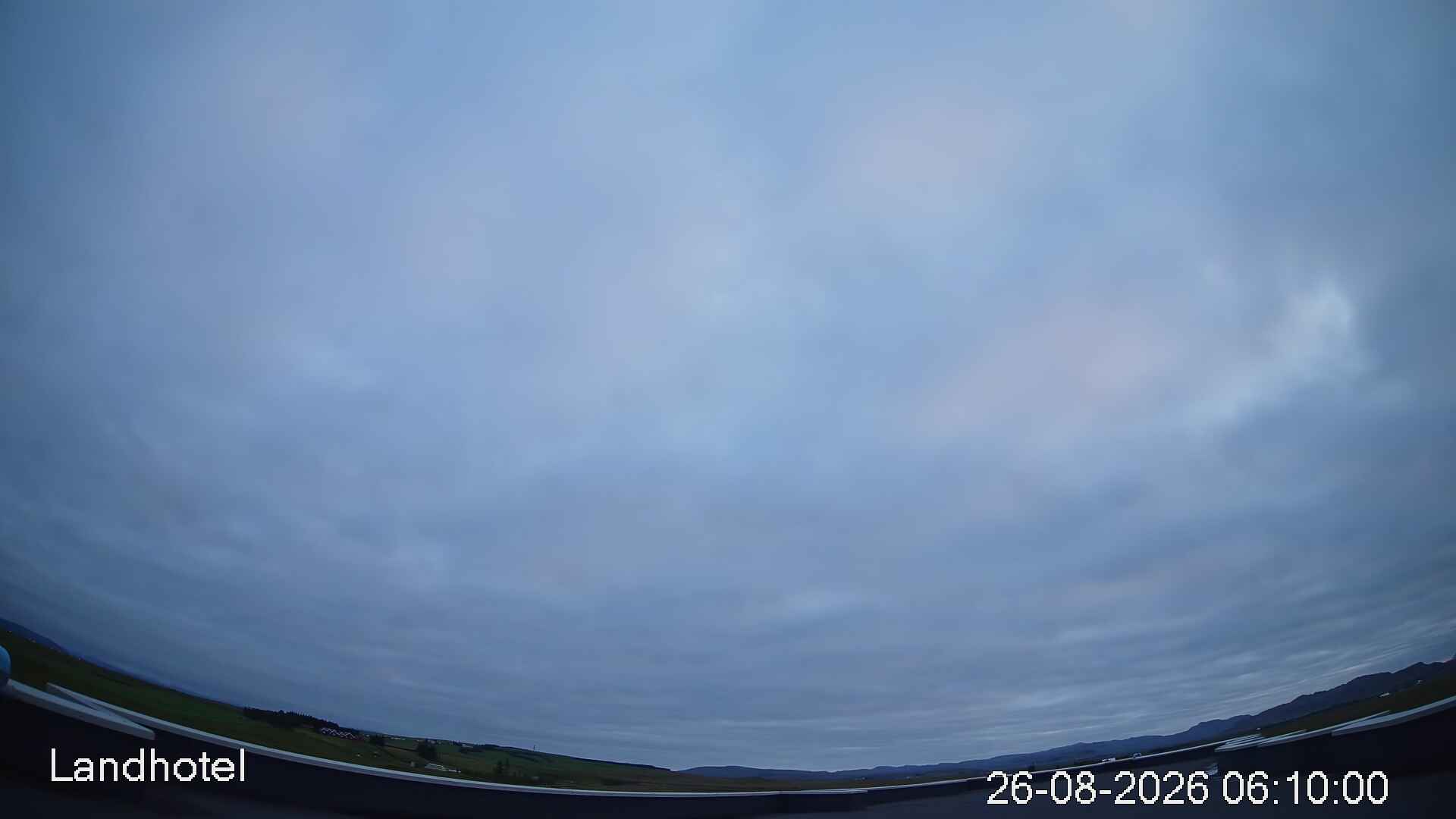 Live view from Landhotel camera 2, a wide-angle view of the sky above the hotel